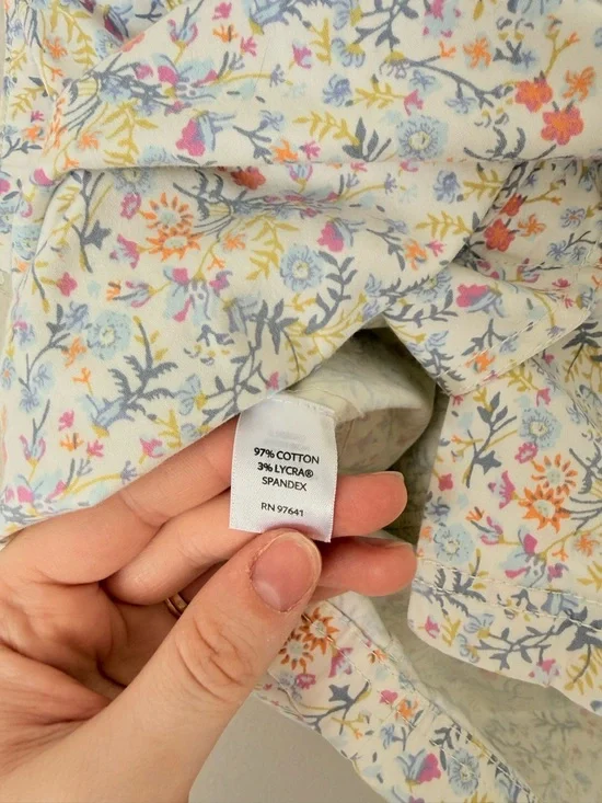 J. Jill Floral Print White Mini Skirt Size 18 Live-in Chino Spring Cotton Garden - Picture 6 of 10